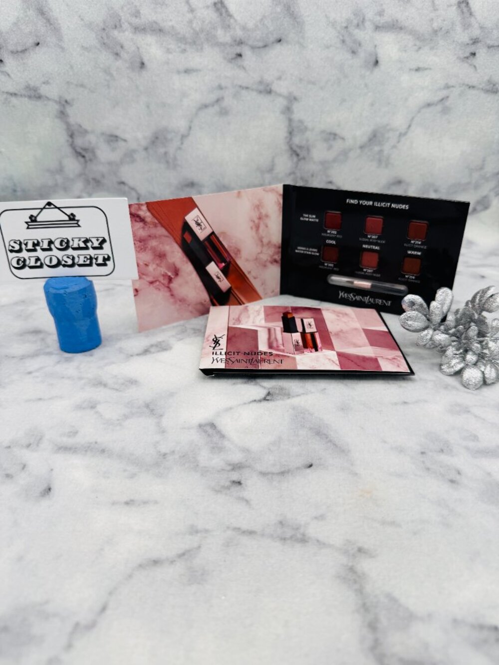 Yves Saint Laurent Beauty Set-6xIllicit Nudes Glow Matte&Vernis A Levres-2pc-NEW